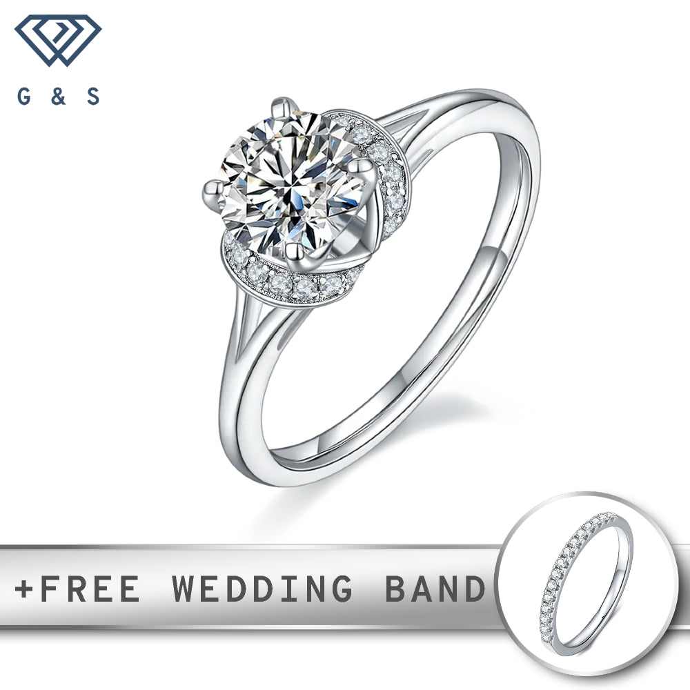 Moissanite sterling deals silver wedding sets