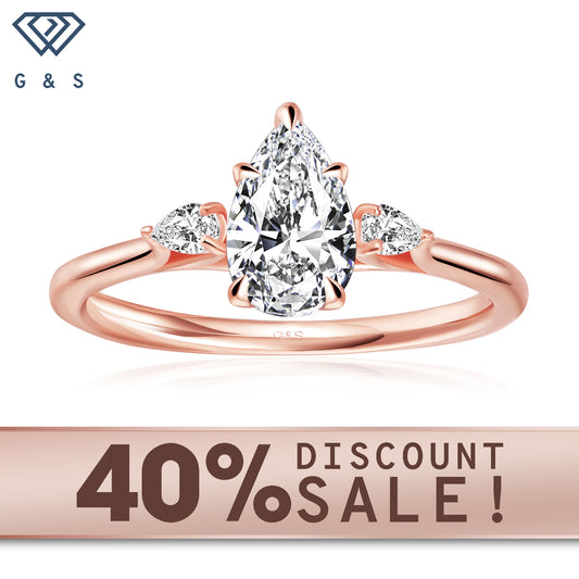 Infinite Love Trilogy Pear Shape Moissanite Engagement Ring Set in 9ct Rose Gold