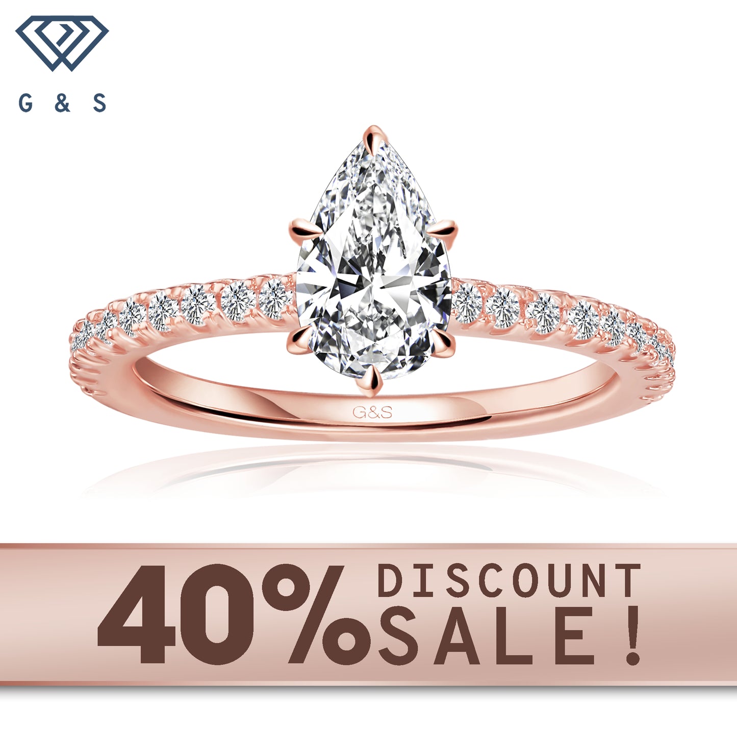 Hidden Elegance Pear Shape Moissanite Engagement Ring Set in 9ct Rose Gold