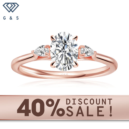 Infinite Love Trilogy Oval Cut Moissanite Engagement Ring Set in 9ct Rose Gold