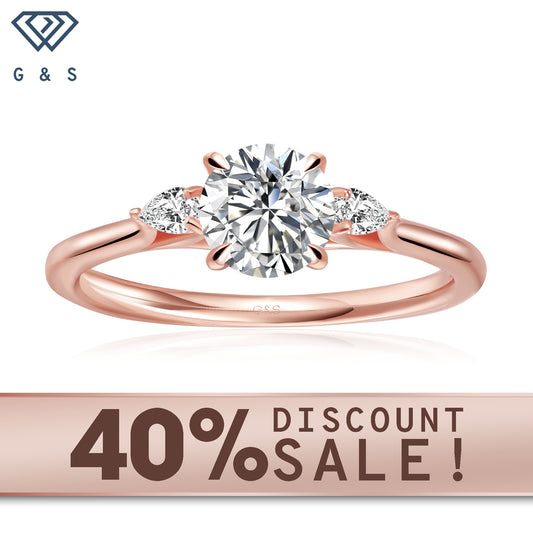 Infinite Love Trilogy Round Brilliant Moissanite Engagement Ring Set in 9ct Rose Gold