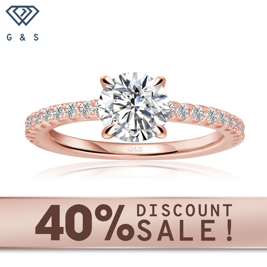 Hidden Elegance Round Brilliant Moissanite Engagement Ring Set in 9ct Rose Gold