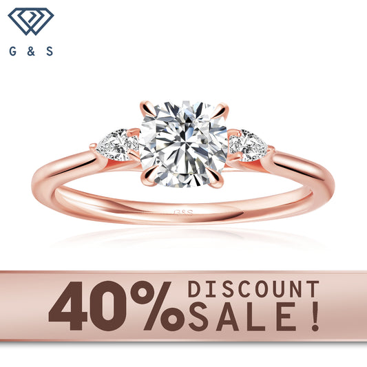 Infinite Love Trilogy Cushion Cut Moissanite Engagement Ring Set in 9ct Rose Gold