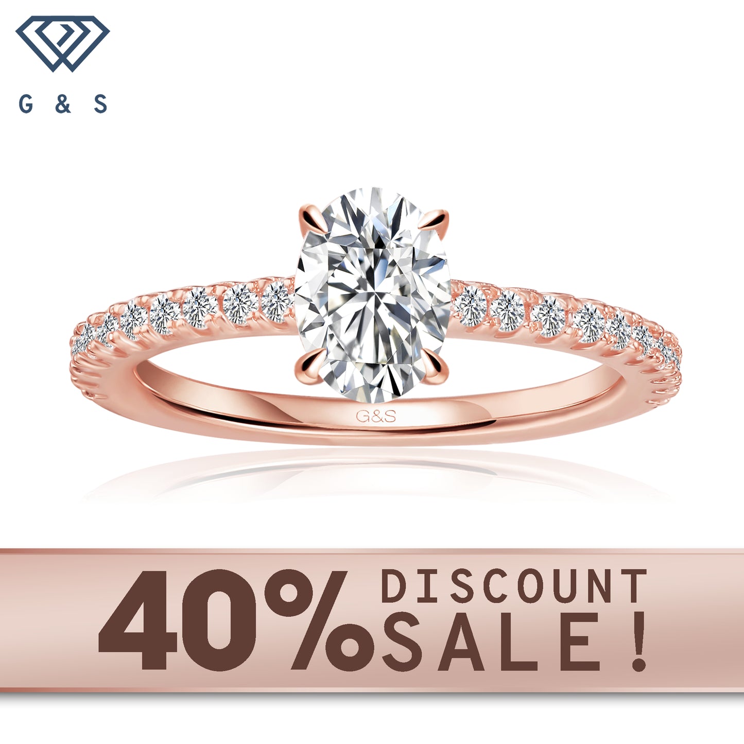 Hidden Elegance Oval Cut Moissanite Engagement Ring Set in 9ct Rose Gold