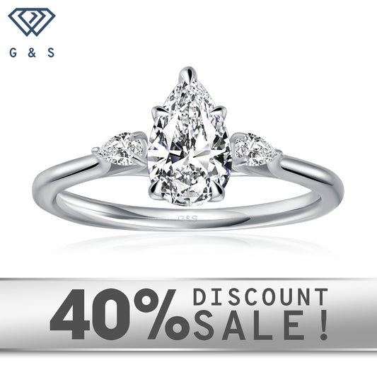 Infinite Love Trilogy Pear Shape Moissanite Engagement Ring Set in 9ct White Gold