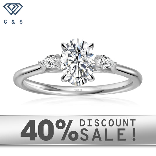 Infinite Love Trilogy Oval Cut Moissanite Engagement Ring Set in 9ct White Gold