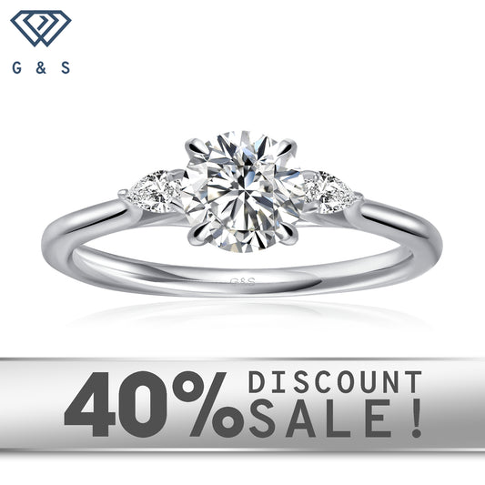 Infinite Love Trilogy Round Brilliant Moissanite Engagement Ring Set in 9ct White Gold