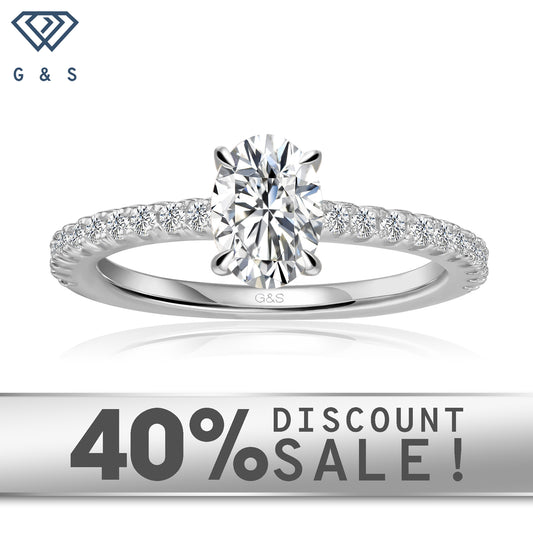 Hidden Elegance Oval Cut Moissanite Engagement Ring Set in 9ct White Gold