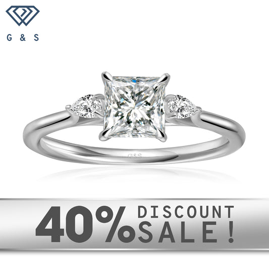 Infinite Love Trilogy Princess Cut Moissanite Engagement Ring Set in 9ct White Gold