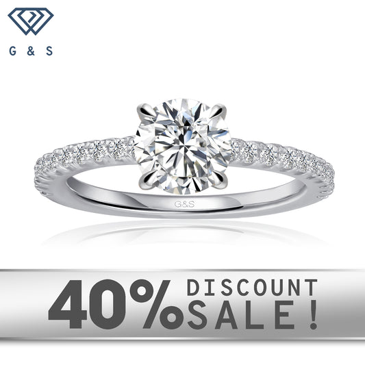 Hidden Elegance Round Brilliant Moissanite Engagement Ring Set in 9ct White Gold