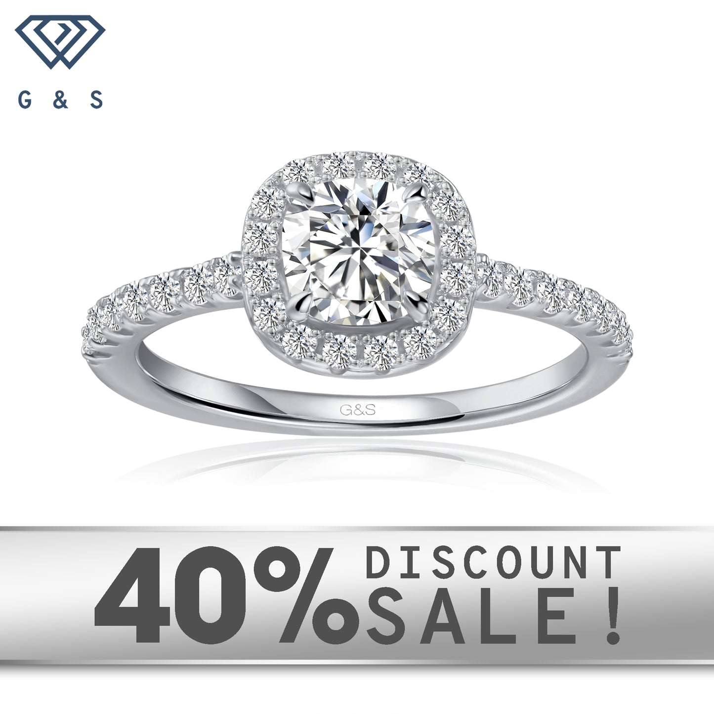 Forever Classic Halo Cushion Cut Moissanite Engagement Ring Set in 9ct White Gold