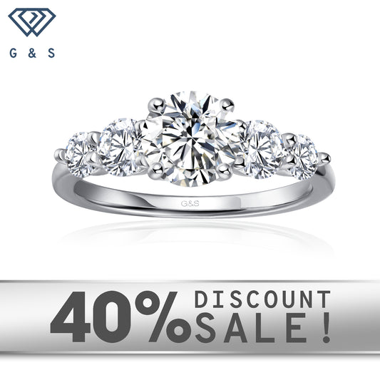 Eternal Brilliance Five-Stone Round Brilliant Moissanite Engagement Ring Set in 9ct White Gold