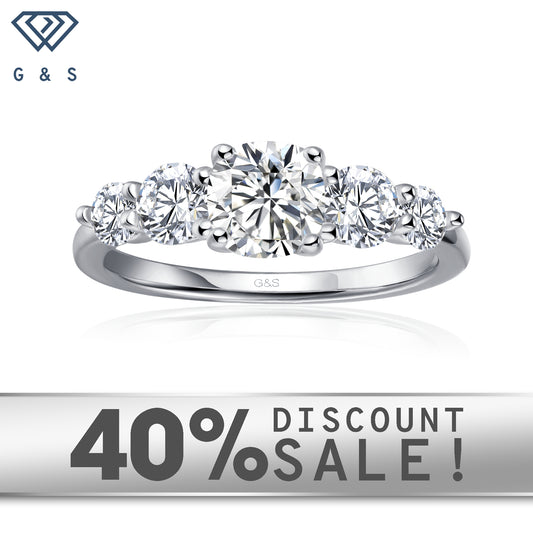 Eternal Brilliance Five-Stone Cushion Cut Moissanite Engagement Ring Set in 9ct White Gold