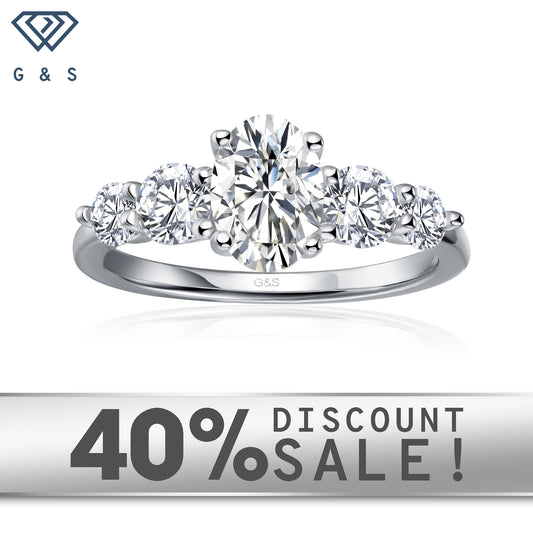 Eternal Brilliance Five-Stone Oval Cut Moissanite Engagement Ring Set in 9ct White Gold