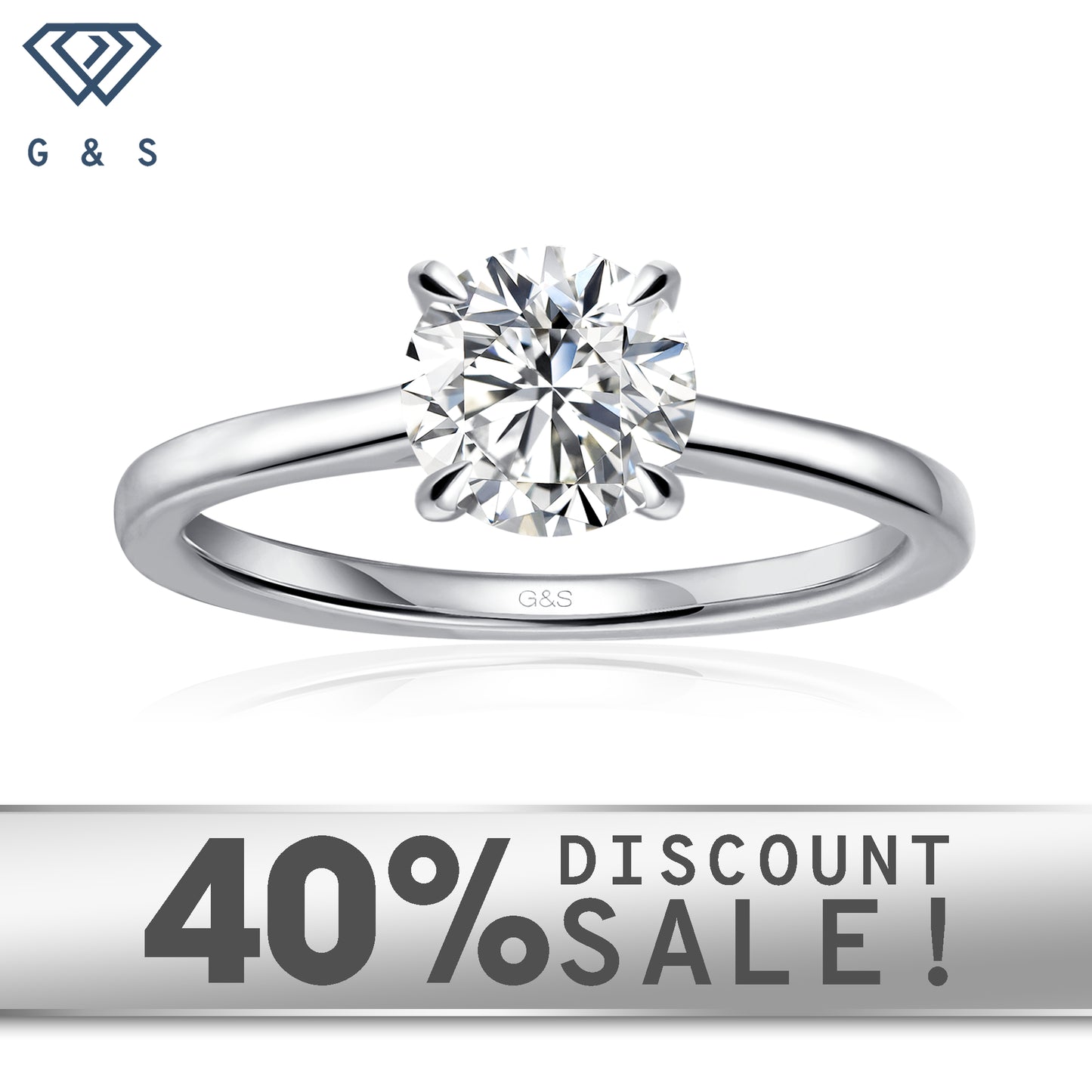 Secret Sparkle Hidden Halo Round Brilliant Moissanite Engagement Ring Set in 9ct White Gold