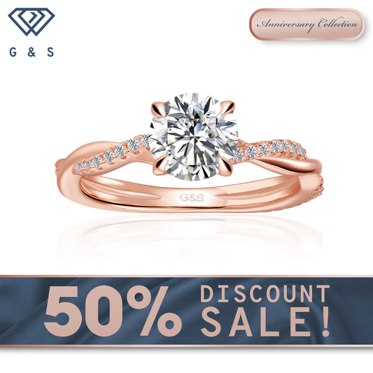 Timeless Infinity Round Brilliant Moissanite Engagement Ring - 18ct Rose Gold Plated