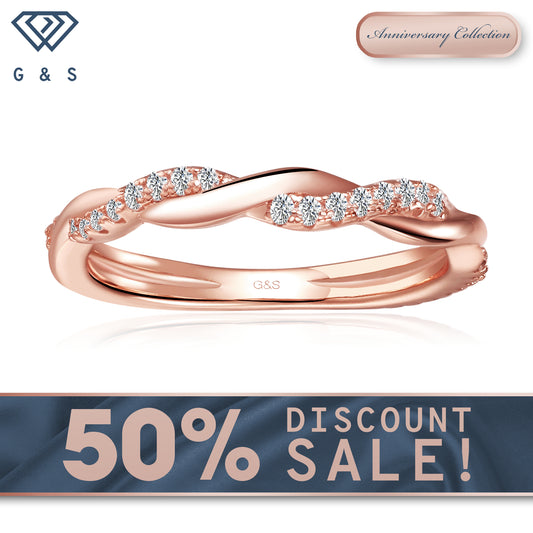 Timeless Infinity Moissanite Wedding Band - 18ct Rose Gold Plated