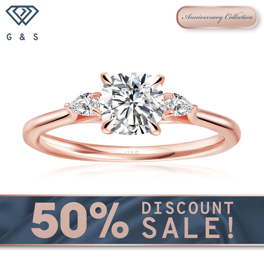 Infinite Love Trilogy Cushion Cut Moissanite Engagement Ring - 18ct Rose Gold Plated