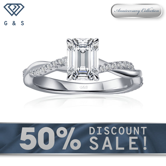 Timeless Infinity Emerald Cut Moissanite Engagement Ring