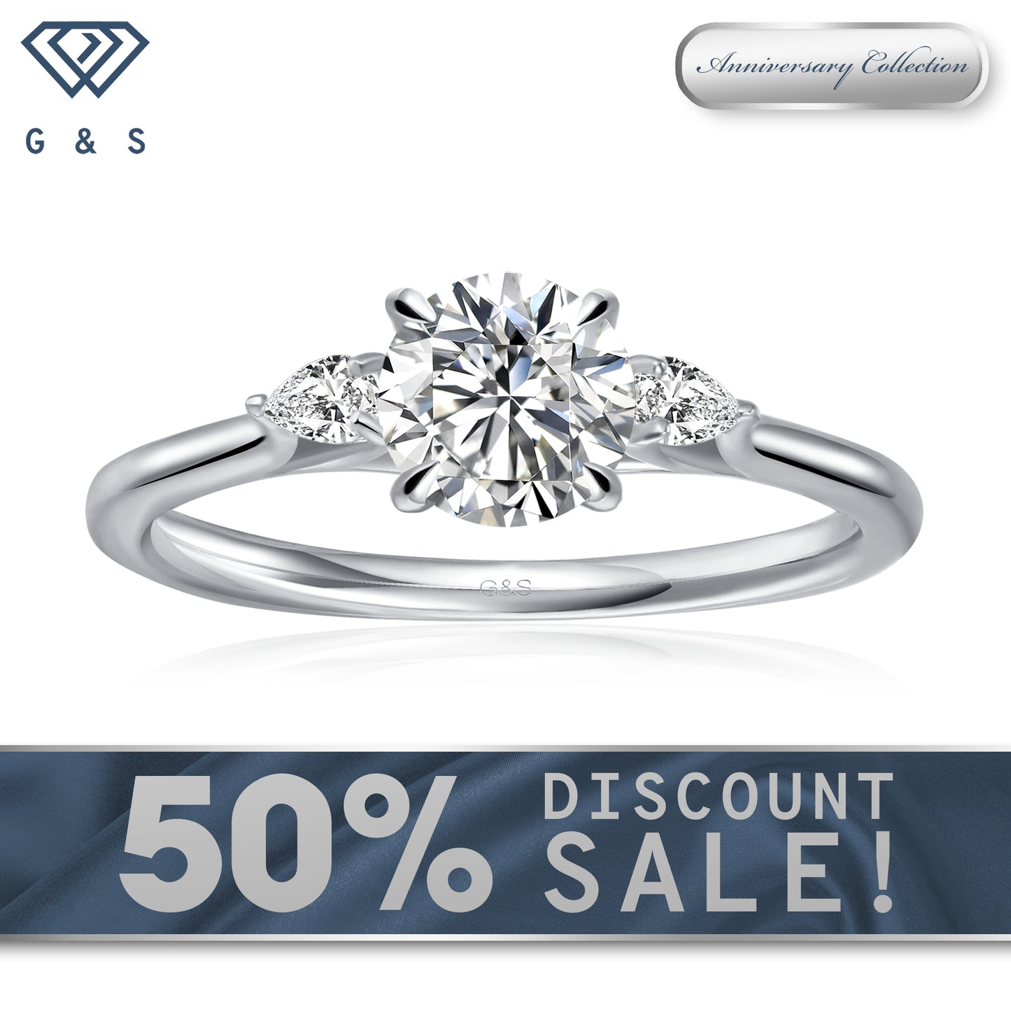 Infinite Love Trilogy Round Brilliant Moissanite Engagement Ring