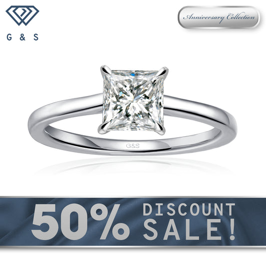 Secret Sparkle Hidden Halo Princess Cut Moissanite Engagement Ring