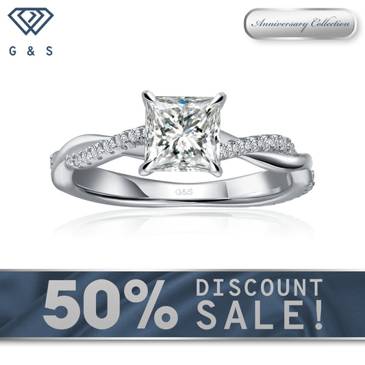 Timeless Infinity Princess Cut Moissanite Engagement Ring