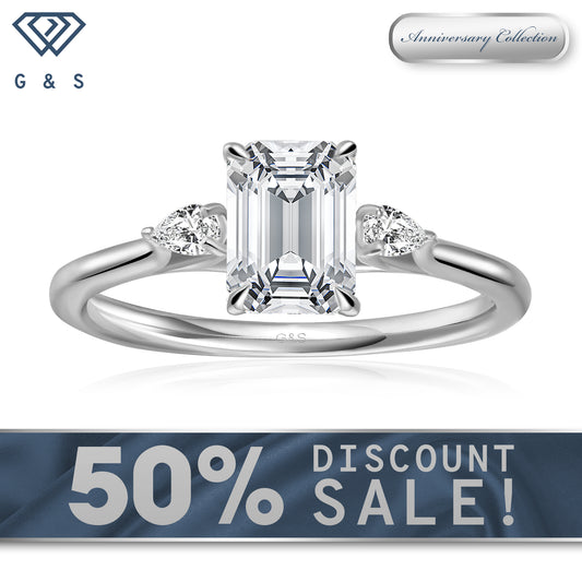 Infinite Love Trilogy Emerald Cut Moissanite Engagement Ring