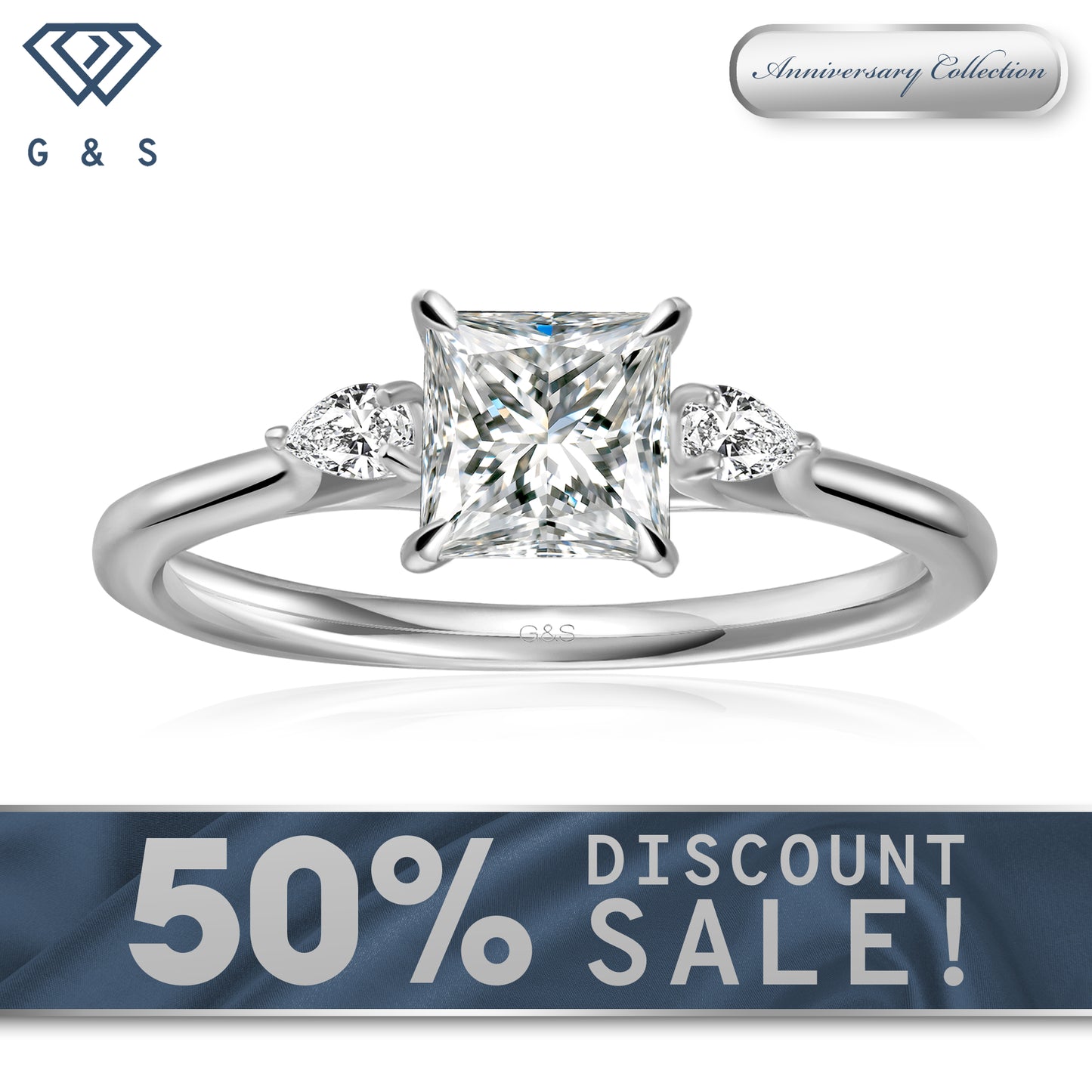 Infinite Love Trilogy Princess Cut Moissanite Engagement Ring