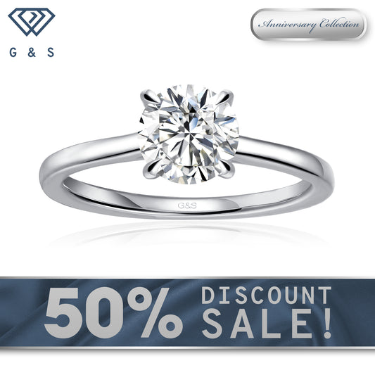 Secret Sparkle Hidden Halo Round Brilliant Moissanite Engagement Ring