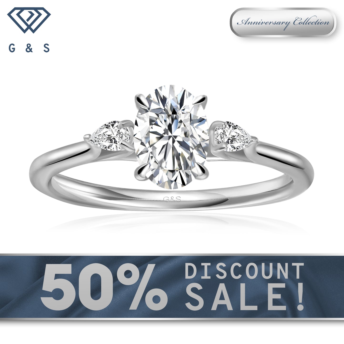 Infinite Love Trilogy Oval Cut Moissanite Engagement Ring