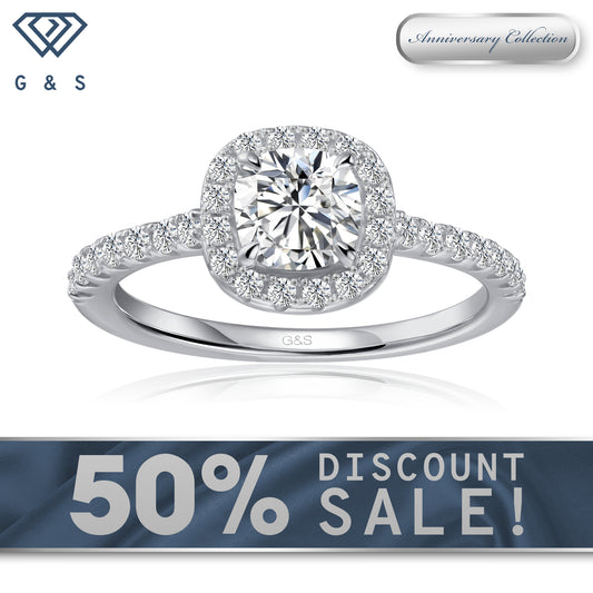 Forever Classic Halo Cushion Cut Moissanite Engagement Ring