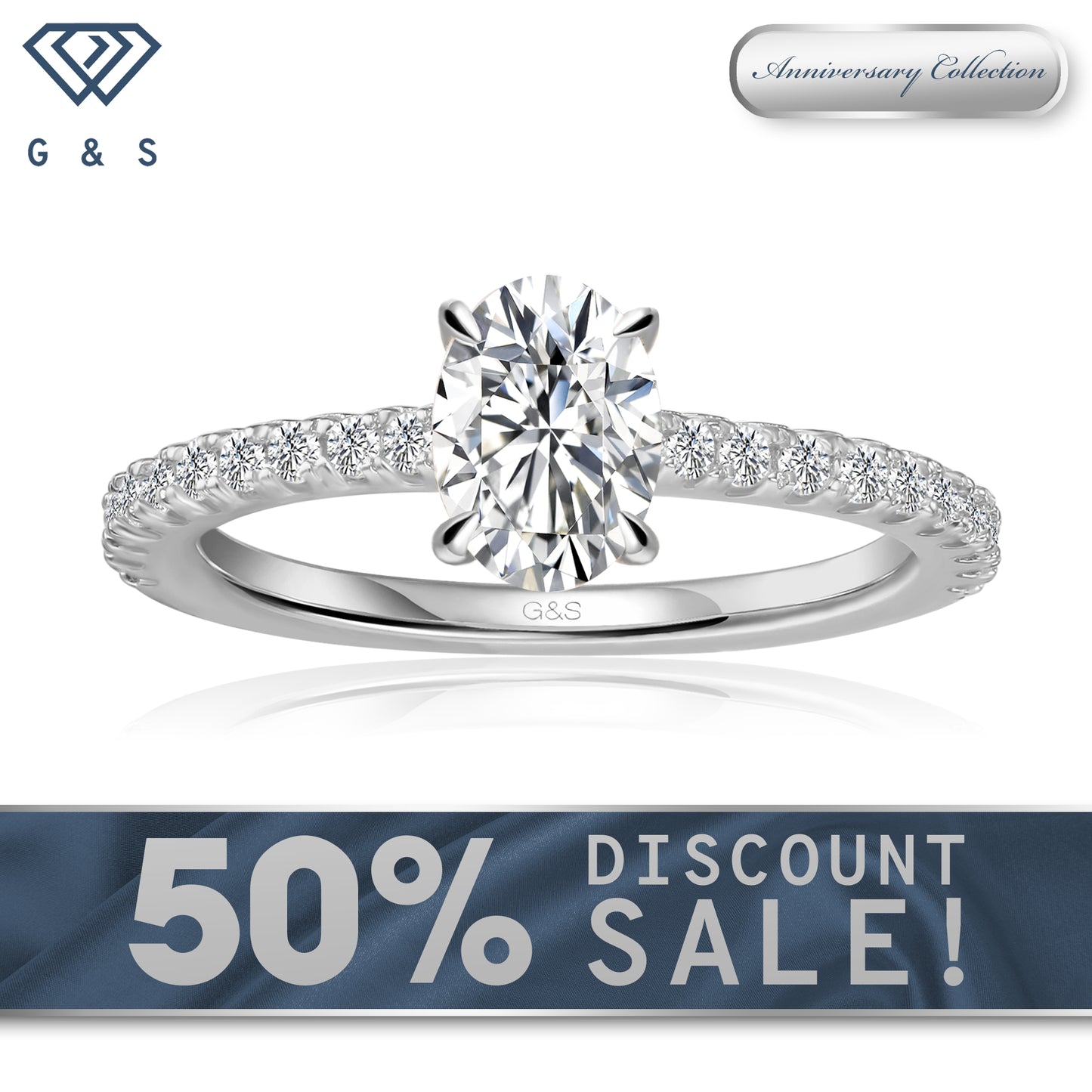 Hidden Elegance Oval Cut Moissanite Engagement Ring