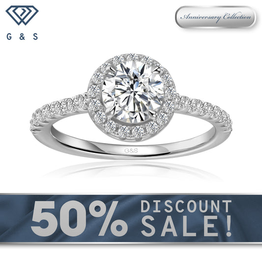 Forever Classic Halo Round Brilliant Moissanite Engagement Ring