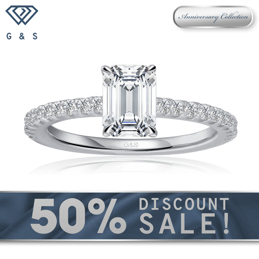 Hidden Elegance Emerald Cut Moissanite Engagement Ring