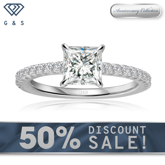 Hidden Elegance Princess Cut Moissanite Engagement Ring