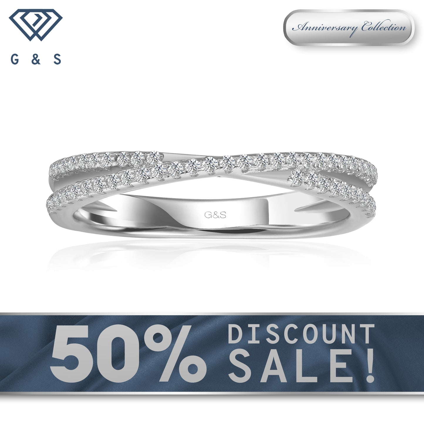 Forever Classic Infinity Moissanite Wedding Band Set in Sterling Silver