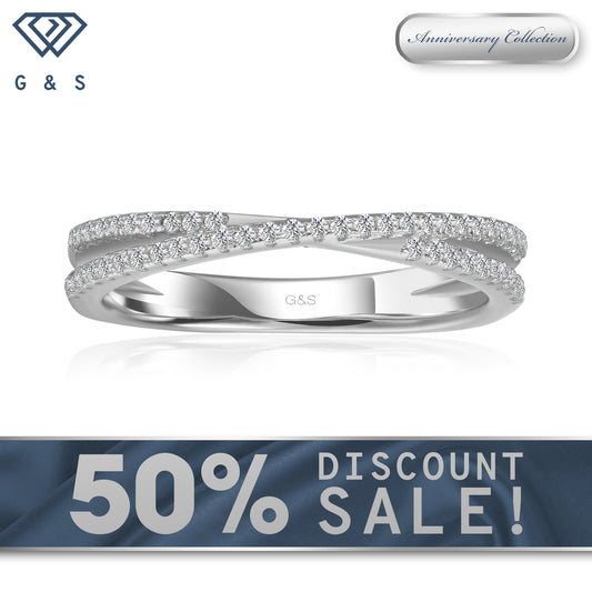 Forever Classic Infinity Moissanite Wedding Band Set in Sterling Silver