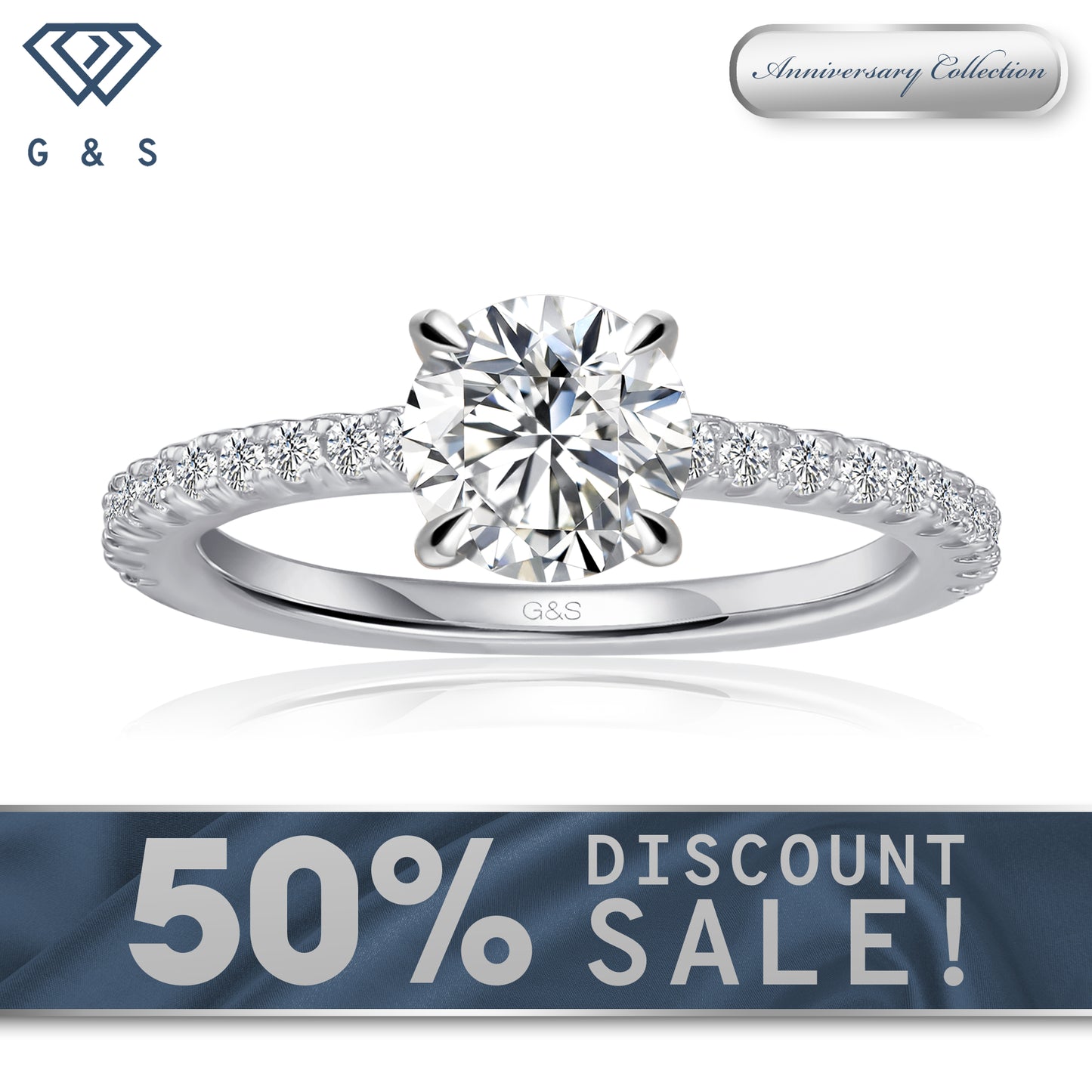 Hidden Elegance Round Brilliant Moissanite Engagement Ring