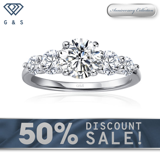 Eternal Brilliance Five-Stone Round Brilliant Moissanite Engagement Ring