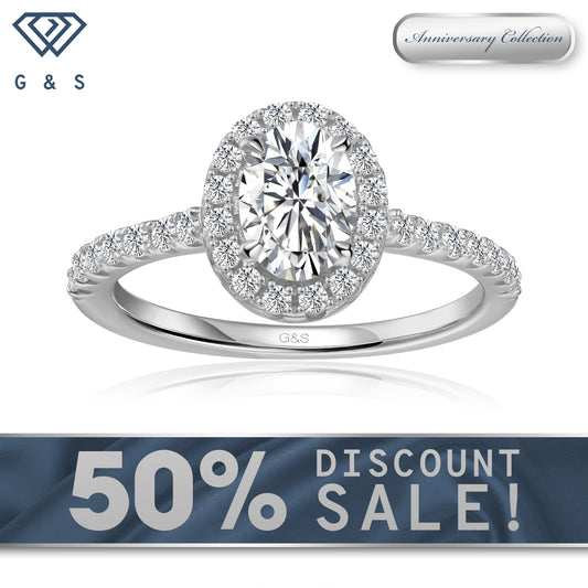 Forever Classic Halo Oval Cut Moissanite Engagement Ring