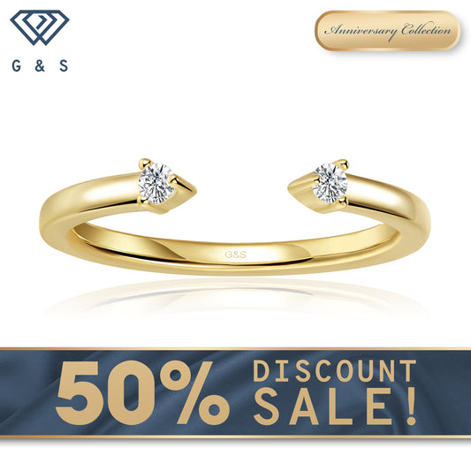 Infinite Love Moissanite Wedding Band Set in Sterling Silver - 18ct Yellow Gold Plated