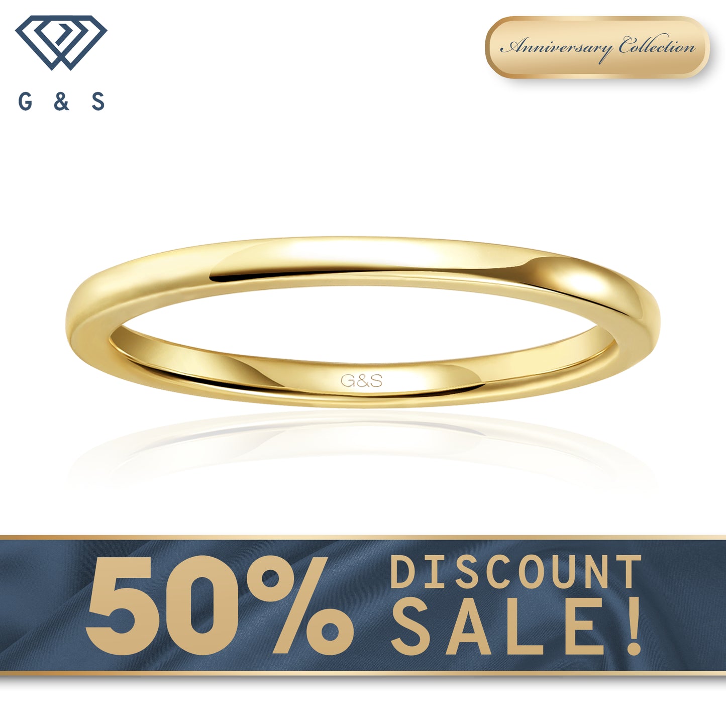 Forever Classic Sterling Silver Wedding Band - 18ct Yellow Gold Plated