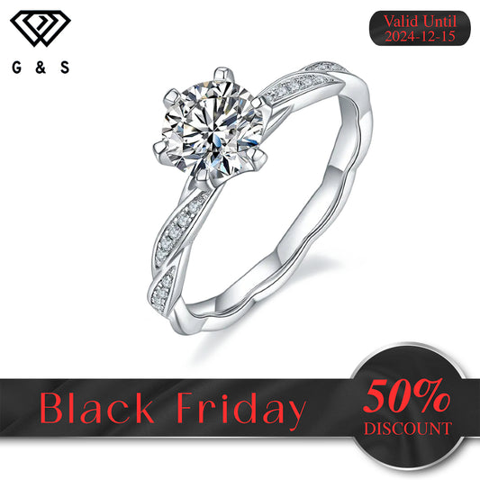 Delicate Vintage  1.00ct Moissanite Engagement Ring Set in Sterling Silver - Black Friday