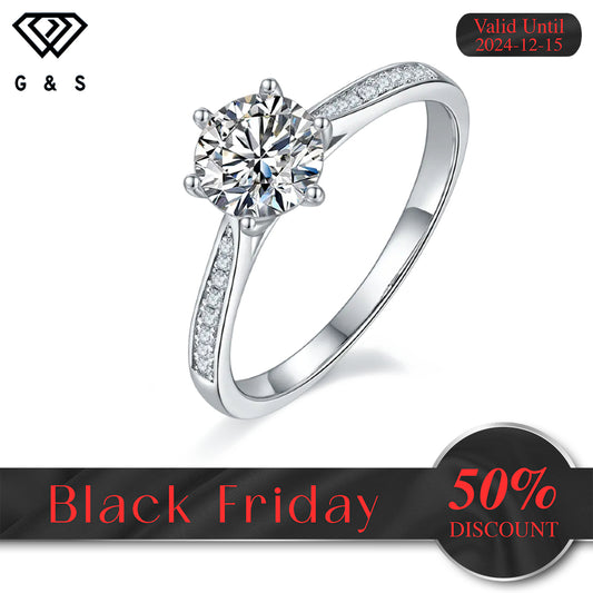 Tapered Pave 1.00ct Moissanite Engagement Ring Set In Sterling Silver - Black Friday