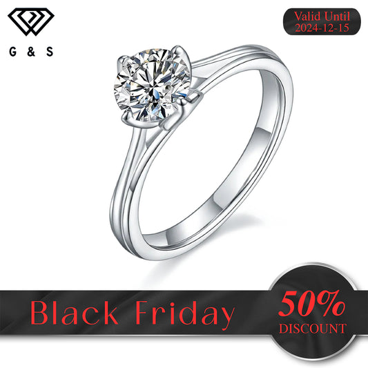 Tulip Solitaire 1.00ct Moissanite Engagement Ring Set in Sterling Silver - Black Friday