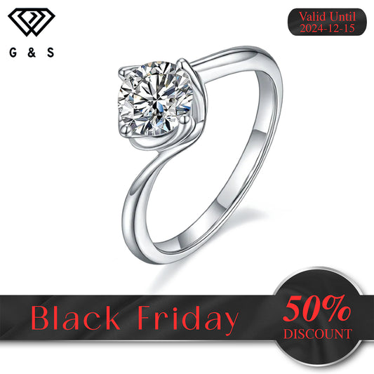 Twist Basket Solitaire 1.00ct Moissanite Engagement Ring Set in Sterling Silver - Black Friday