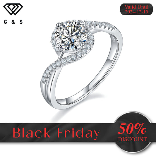 Exquisite Halo 1.00ct Moissanite Engagement Ring Set in Sterling Silver - Black Friday