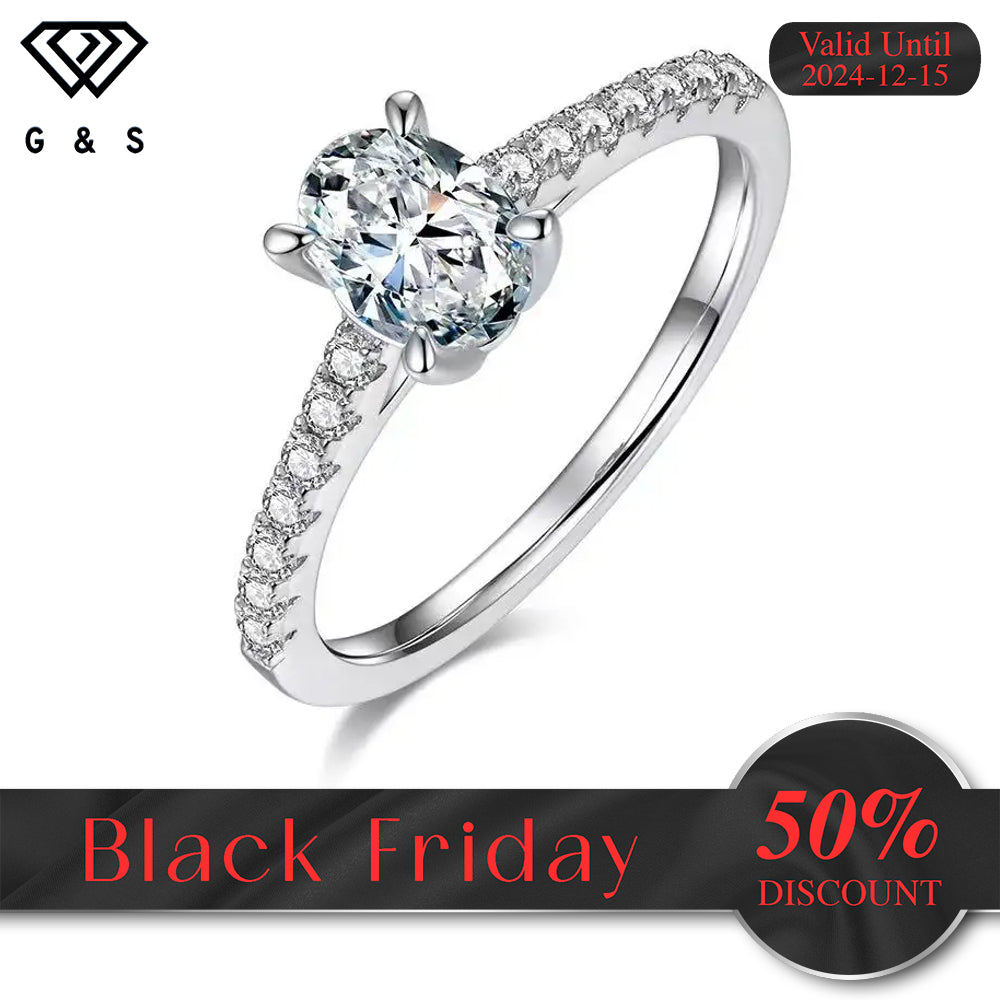 Elegant Basket Set 1.00ct Oval Cut Moissanite Engagement Ring - Black Friday