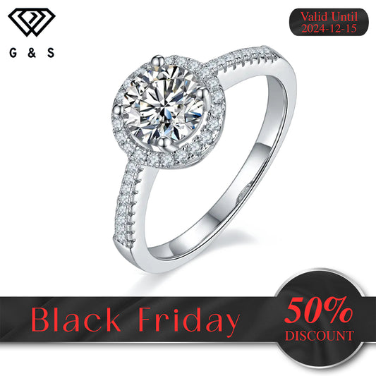 Halo Of Hearts 1.00ct Moissanite Engagement Ring Set in Sterling Silver - Black Friday