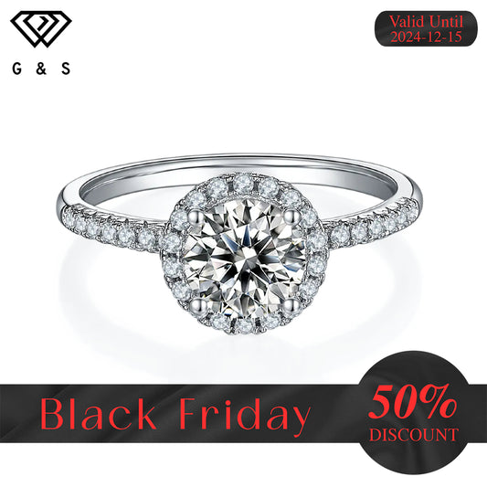 Classic Halo 1.00ct Moissanite Engagement Ring - Black Friday